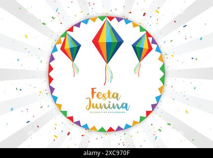 Festa junina brasilien Festivalkarte auf dekorativen Partyflaggen Hintergrund Stock Vektor