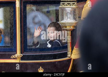 London, Großbritannien. Juni 2024. Prinzessin Charlotte wurde während der Zeremonie Trooping the Colour 2024 gesehen, anlässlich des offiziellen Geburtstages des Monarchen. (Foto: Phil Lewis/SOPA Images/SIPA USA) Credit: SIPA USA/Alamy Live News Stockfoto