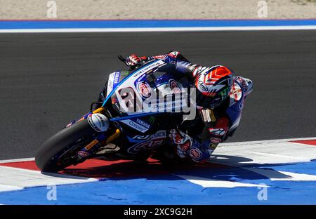 Misano Adriatico, Italien. Juni 2024. Foto Alessandro La Rocca/LaPresse15-06-2024, Misano World Circuit Marco Simoncelli Sport-Motociclismo-WSBK FIM Superbike World Championship-Pirelli Emilia Romagna Runde 14-16-Juni 2024 Gara 1 nella Foto: jonatan Rea -Yamaha Foto Alessandro La Rocca/ Credit: LaPresse/Alamy Live News Stockfoto