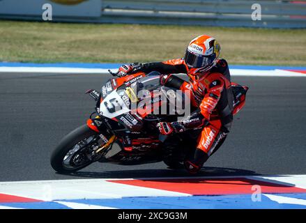 Misano Adriatico, Italien. Juni 2024. Foto Alessandro La Rocca/LaPresse15-06-2024, Misano World Circuit Marco Simoncelli Sport-Motociclismo-WSBK FIM Superbike World Championship-Pirelli Emilia Romagna Runde 14-16-Juni 2024 Gara 1 nella Foto: Danilo Petrucci -Ducati Foto Alessandro La Rocca/ Credit: LaPresse/Alamy Live News Stockfoto