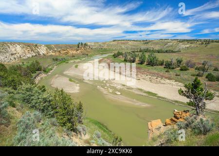 Musselshell River in der Nähe von Mosby, Montana Stockfoto