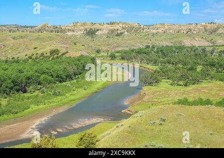 Muschelfluss und Brüche in der Nähe von Mosby, montana Stockfoto