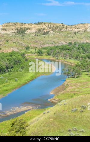 Muschelfluss und Brüche in der Nähe von Mosby, montana Stockfoto