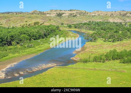 Muschelfluss und Brüche in der Nähe von Mosby, montana Stockfoto