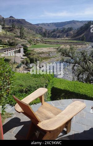 Colca Canyon, Peru - 7. Dezember 2023: Blick auf die Landschaft rund um das Colca Lodge Hotel, Colca Canyon Stockfoto