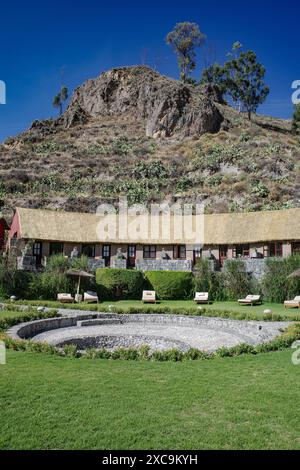 Colca Canyon, Peru - 7. Dezember 2023: Blick auf die Landschaft rund um das Colca Lodge Hotel, Colca Canyon Stockfoto