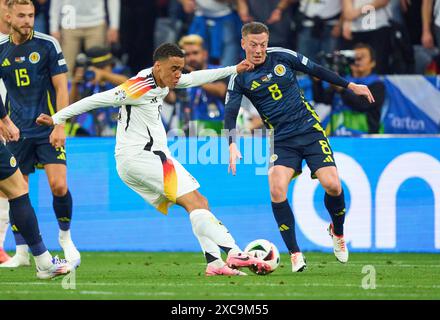 Jamal Musiala, DFB 10 Punkte, schießt Tor, Tor, Treffer, Torschuss, 2-0 im Gruppenspiel DEUTSCHLAND - SCHOTTLAND 5-1 der UEFA-Europameisterschaften 2024 am 14. Juni 2024 in München. Fotograf: ddp Images/STAR-Images Credit: ddp Media GmbH/Alamy Live News Stockfoto