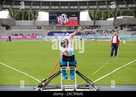 Paris, Frankreich, Freitag, 14. juni 2024, Handisport Paris Open 2024, Semyonova, Women's Javelin Throw F55 Final. Credit Francois Loock / Alamy Live News Stockfoto