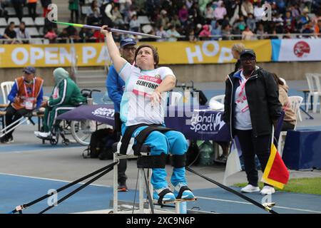 Paris, Frankreich, Freitag, 14. juni 2024, Handisport Paris Open 2024, Semyonova, Women's Javelin Throw F55 Final. Credit Francois Loock / Alamy Live News Stockfoto