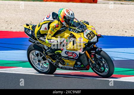 Ita. Juni 2024. 29 IANNONE Andrea Ducati Panigale V4R während der FIM Superbike Championship - italienische Runde Welt Superbikes Pirelli Emilia-Romagna Runde 14-16 Juli 2024 auf Misano Adriatico, Italien am 15. Juni 2024. (Foto: Fabio Averna/SIPA USA) Credit: SIPA USA/Alamy Live News Stockfoto