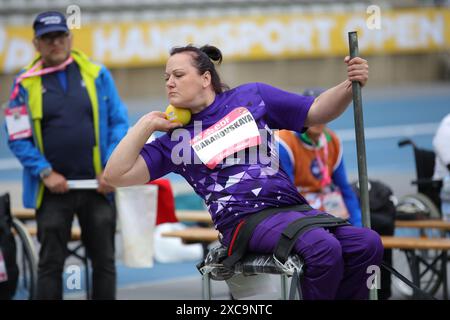 Paris, Frankreich, Freitag, 14. juni 2024, Handisport Paris Open 2024, Baranovskaya, Women's Shot Put T55 Final. Credit Francois Loock / Alamy Live News Stockfoto