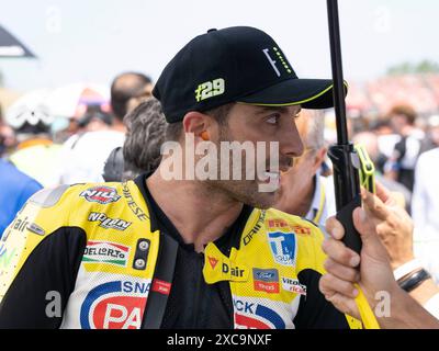 Ita. Juni 2024. 29 IANNONE Andrea Ducati Panigale V4R während der FIM Superbike Championship - italienische Runde Welt Superbikes Pirelli Emilia-Romagna Runde 14-16 Juli 2024 auf Misano Adriatico, Italien am 15. Juni 2024. (Foto: Fabio Averna/SIPA USA) Credit: SIPA USA/Alamy Live News Stockfoto