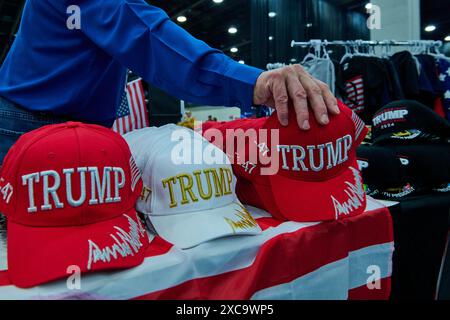 Detroit, Michigan, USA. Juni 2024. Trump hat am Samstag, den 15. Juni, auf der Wendepunkt USA-Volkskonvention in Detroit, Michigan, zu treffen. 2024. (Kreditbild: © Dominic Gwinn/ZUMA Press Wire) NUR REDAKTIONELLE VERWENDUNG! Nicht für kommerzielle ZWECKE! Quelle: ZUMA Press, Inc./Alamy Live News Stockfoto