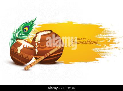 Schöne Illustration von Dahi Handi für hindu Festival shree krishna Janmashtami Kartenhintergrund Stock Vektor