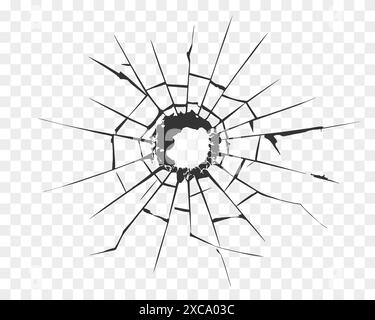 Glasbruch, Risse auf Glas isoliert. Stock Vektor