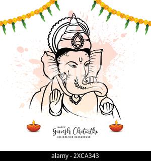 Hand zeichnen Skizze Lord ganesh Chaturthi schöne Feiertagskarte Hintergrund Stock Vektor