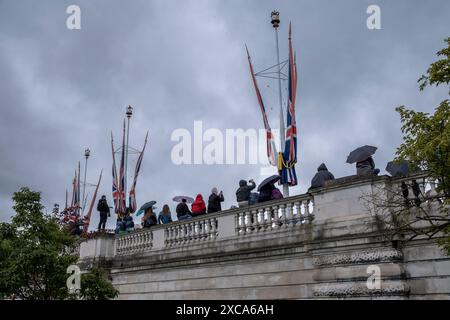 © Jeff Moore. königliche Fans in der Mall für die Trooping the Colour 15/06/2024 Stockfoto