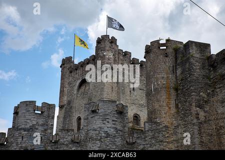 GENT, BELGIEN; Juni 2024; mittelalterliches Schloss Gravesteen in Gent, Belgien. Stockfoto