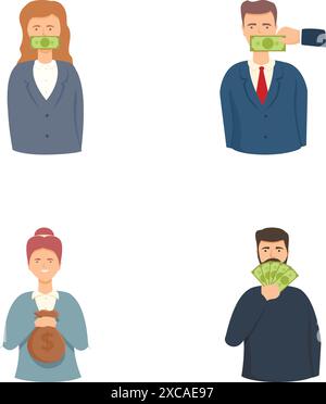 Lobbyismus-Symbole setzen Cartoon-Vektor. Finanzieller Einfluss auf das Handeln des Gesetzgebers. Politik, Recht Stock Vektor