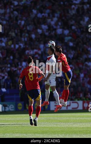 Berlin, Deutschland, 15. Juni 2024. Ante Budimir und Robin Le Normand im Spiel zwischen Spanien und Kroatien. Uefa Euro 2024 Deutschland. Gruppe B. Credit: Fabideciria/Alamy Live News Stockfoto