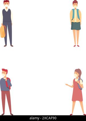 Collection of four cartoon characters in various business attire, isolated on white background Stock Vektor