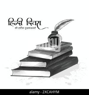 Hindi diwas 14. september in hindi-Büchern festlich Hintergrund geschrieben Stock Vektor