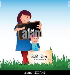 Happy hindi diwas am 14. september mit hindi Text Design Stock Vektor
