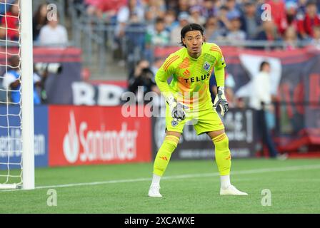 Juni 2024; Foxborough, MA, USA; Vancouver Whitecaps Torhüter Yohei Takaoka (1) im MLS-Spiel zwischen Vancouver Whitecaps FC und New England Revolution. Anthony Nesmith/CSM Stockfoto