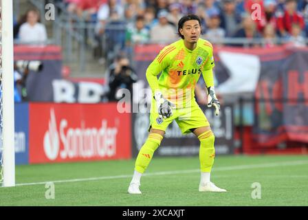 Juni 2024; Foxborough, MA, USA; Vancouver Whitecaps Torhüter Yohei Takaoka (1) im MLS-Spiel zwischen Vancouver Whitecaps FC und New England Revolution. Anthony Nesmith/CSM Stockfoto