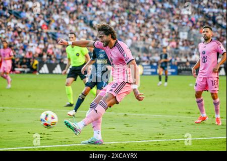 Chester, Pennsylvania, USA. Juni 2024. Juni 2024, Chester PA, USA: Inter Miami CF Spieler LEONARDO CAMPANA (8) in Aktion während des Spiels im Subaru Park Credit Image: © Ricky Fitchett Via ZUMA Wire (Credit Image: © Ricky Fitchett/ZUMA Press Wire) NUR REDAKTIONELLE VERWENDUNG! Nicht für kommerzielle ZWECKE! Stockfoto