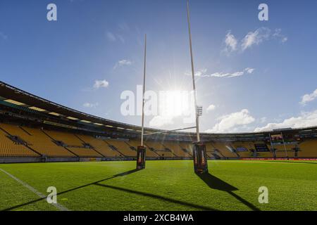 Wellington, Neuseeland, 15. Juni 2024. Ein allgemeiner Blick auf das Sky Stadium vor dem Super Rugby Halbfinale zwischen den Hurricanes und Chiefs im Sky Stadium am 15. Juni 2024 in Wellington, Neuseeland. Quelle: James Foy/Speed Media/Alamy Live News Stockfoto