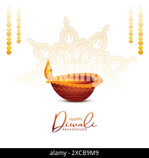Schöne diwali-Grußkarte mit glänzendem Diya-Öl-Lampe Hintergrund Stock Vektor