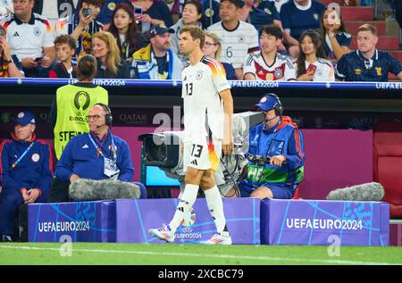 Thomas Müller, Mueller, DFB 13 im Gruppenspiel DEUTSCHLAND - SCHOTTLAND 5-1 der UEFA-Europameisterschaften 2024 am 14. Juni 2024 in München. Fotograf: Peter Schatz Stockfoto