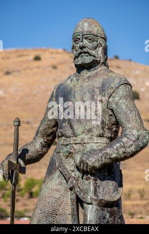 Rodrigo Diaz de Vivar, die Cid Campeador, Werk von Luis Moreno Cutando, El Poyo del Cid, Calamocha, Provinz Teruel, Aragon, Spanien Stockfoto