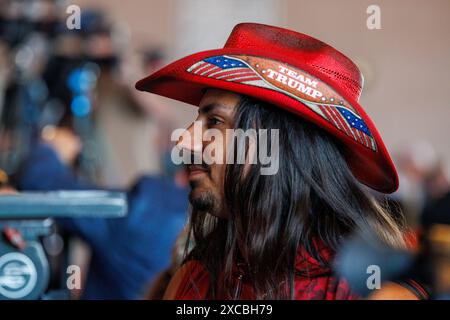 Detroit, Usa. Juni 2024. Trump-Anhänger nehmen am 15. Juni 2024 an einem Black Americans for Trump Roundtable in der 180 Church in Detroit, mir, Teil. (Foto: Andrew Roth/SIPA USA) Credit: SIPA USA/Alamy Live News Stockfoto