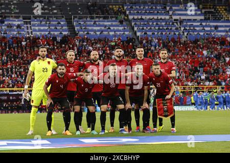 Dortmund, Deutschland. Juni 2024. Die albanische Nationalmannschaft posierte für ein Mannschaftsbild während der EM 2024, dem Fußballspiel der Gruppe B zwischen Italien und Albanien am 15. Juni 2024 im BVB-Stadion in Dortmund. Foto Nderim Kaceli Credit: Unabhängige Fotoagentur/Alamy Live News Stockfoto