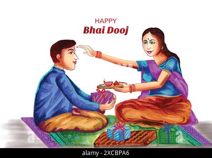 Happy Bhai dooj indian Festival Bruder und Schwester Karte Hintergrund Stock Vektor