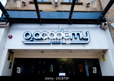 Leeds England: 2. Juni 2024: Blick auf die Leeds O2 Academy, ein Musiklokal in einem historischen Gebäude. Stockfoto