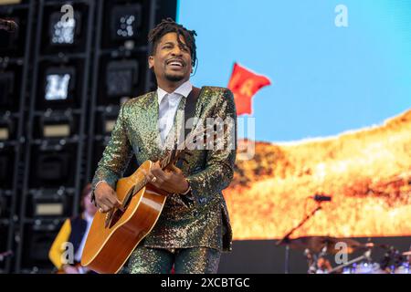 Manchester, USA. Juni 2024. Jon Batiste während des Bonnaroo Music and Arts Festivals am 15. Juni 2024 in Manchester, Tennessee (Foto: Daniel DeSlover/SIPA USA) Credit: SIPA USA/Alamy Live News Stockfoto