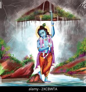 Indisches religiöses Festival Happy Govardhan Puja Feier Hintergrund Stock Vektor