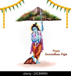 Indisches religiöses Festival Happy Govardhan Puja Feier Hintergrund Stock Vektor