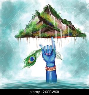 Indisches religiöses Festival Happy govardhan Puja hindu Festivalkarte Hintergrund Stock Vektor