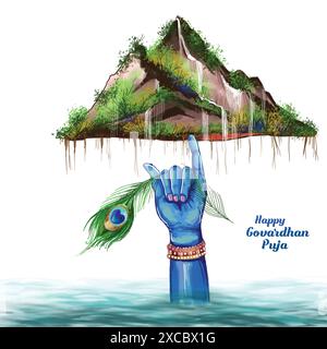 Indisches religiöses Festival Happy govardhan Puja hindu Festivalkarte Hintergrund Stock Vektor