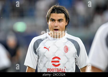 Bologna, Italien. August 2023. Mailands Porträt Luka Romero während des Bologna FC vs AC Milan (Porträtarchiv), italienischer Fußball Serie A Spiel in Bologna, Italien, 21. August 2023 Credit: Independent Photo Agency/Alamy Live News Stockfoto