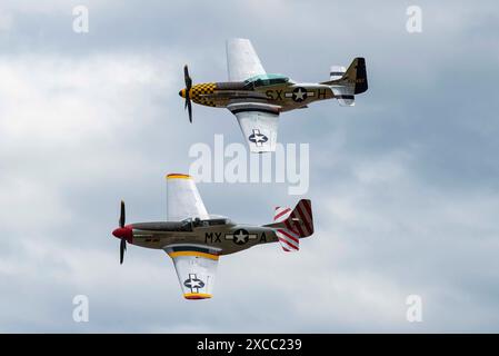 Das Jack Aces P-51 Demonstration Team führt am 14. Juni 2024 eine Luftdemonstration über dem Rickenbacker International Airport durch Stockfoto