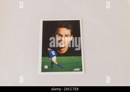 Aufkleber der italienischen Fußballlegende Roberto Baggio, ehemaliger Spieler der italienischen Nationalmannschaft Stockfoto