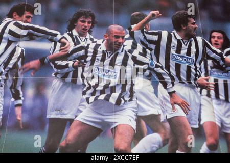 Poster des FC Juventus Teams aus der Saison 1994/1995 mit Gianluca Vialli und Alessandro Del Piero. Stockfoto