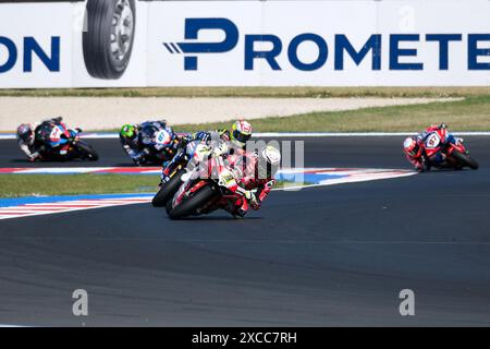 Misano Adriatico, Rimini, Italien. Juni 2024. (1) Alvaro Bautista aus Spanien von Aruba.it Ducati Team fährt Ducati Panigale V4R während der FIM Motul Superbike World Championship - Free Training Session der Emilia Romagna Round auf dem Marco Simoncelli World Circuit in Misano Adriatico 2024, Rimini, Italien. Quelle: Roberto Tommasini/Alamy Live News Stockfoto