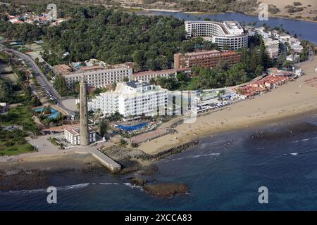 Faro de Maspalomas (Leuchtturm), Gran Canaria, Kanarische Inseln, Spanien Stockfoto