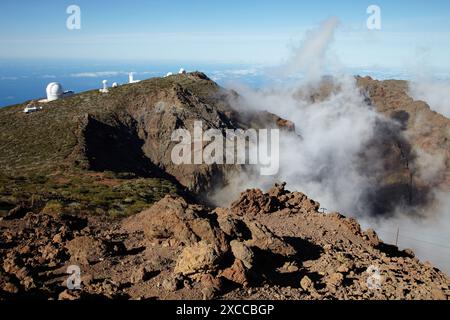 Astrophysikalische Observatorium Roque de Los Muchachos, Caldera de Taburiente National Park, La Palma, Kanarische Inseln, Spanien. Stockfoto